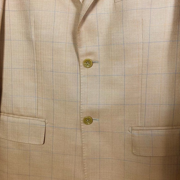 Baroni Couture Sport Coat  Size 38R Tan Camel Plaid Wool Blazer light neutrals - Picture 14 of 15